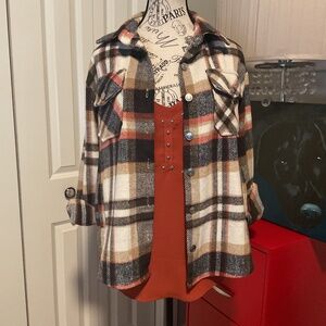 NWOT Vibrant Plaid Flannel Shacket